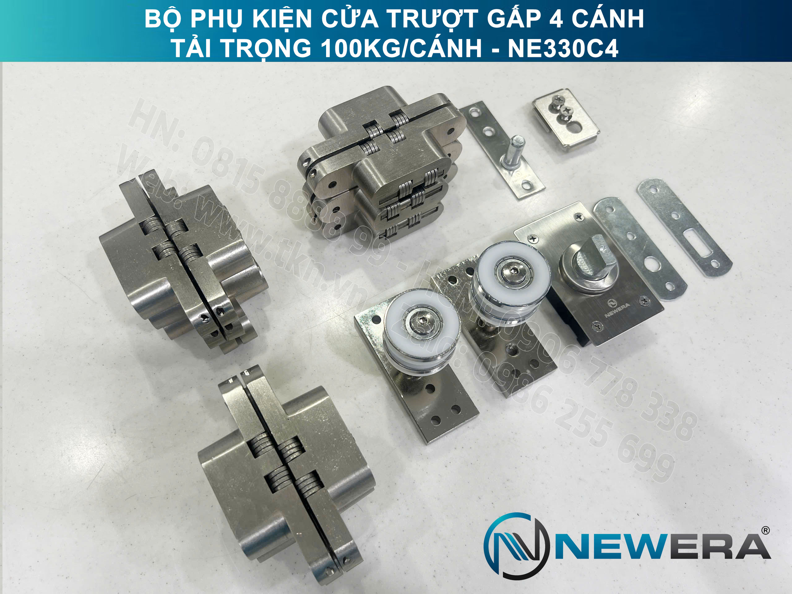Phụ kiện cửa trượt gấp NewEra tải trọng 100kg/cánh NE330C4 5
