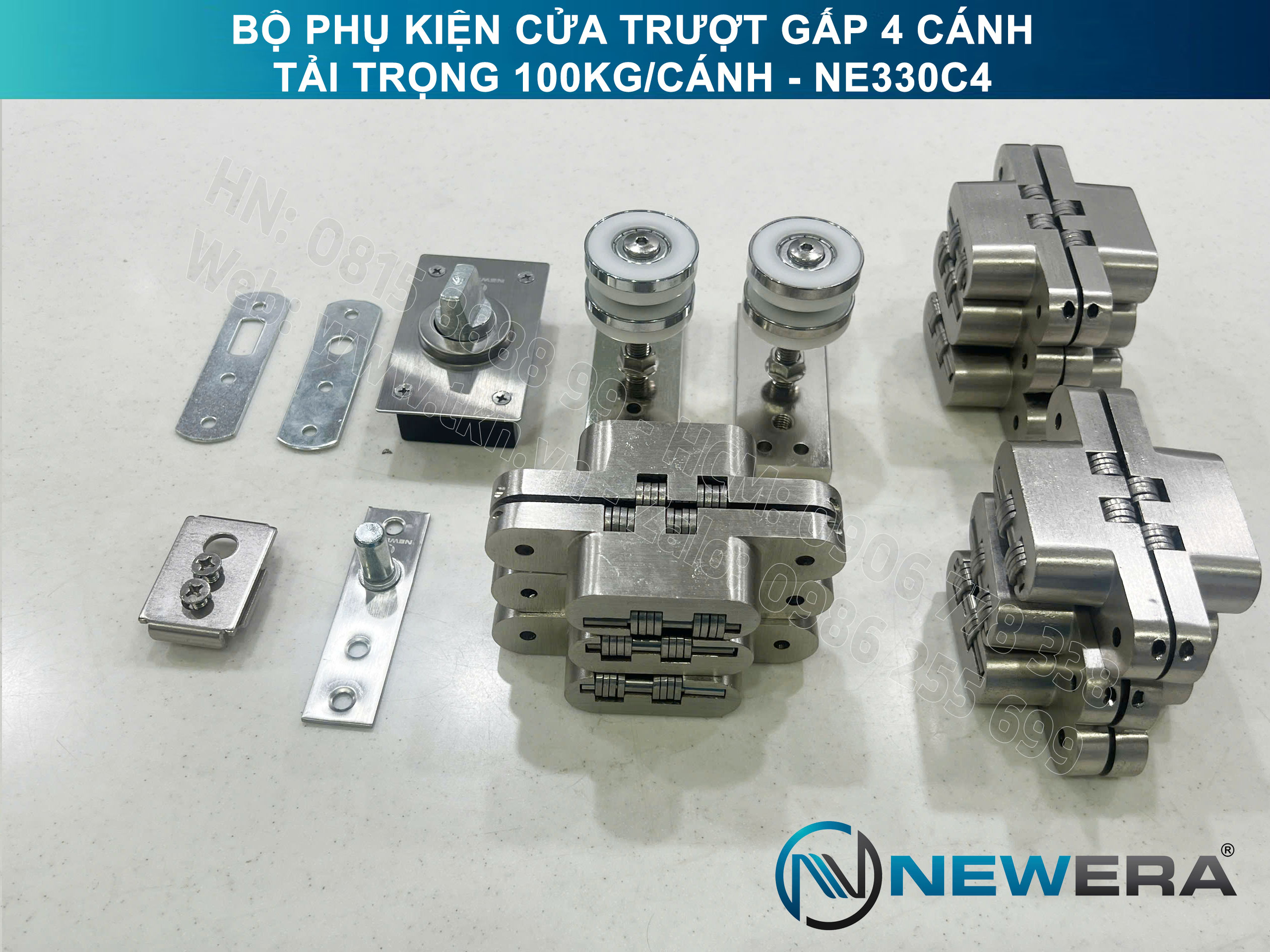 Phụ kiện cửa trượt gấp NewEra tải trọng 100kg/cánh NE330C4 6