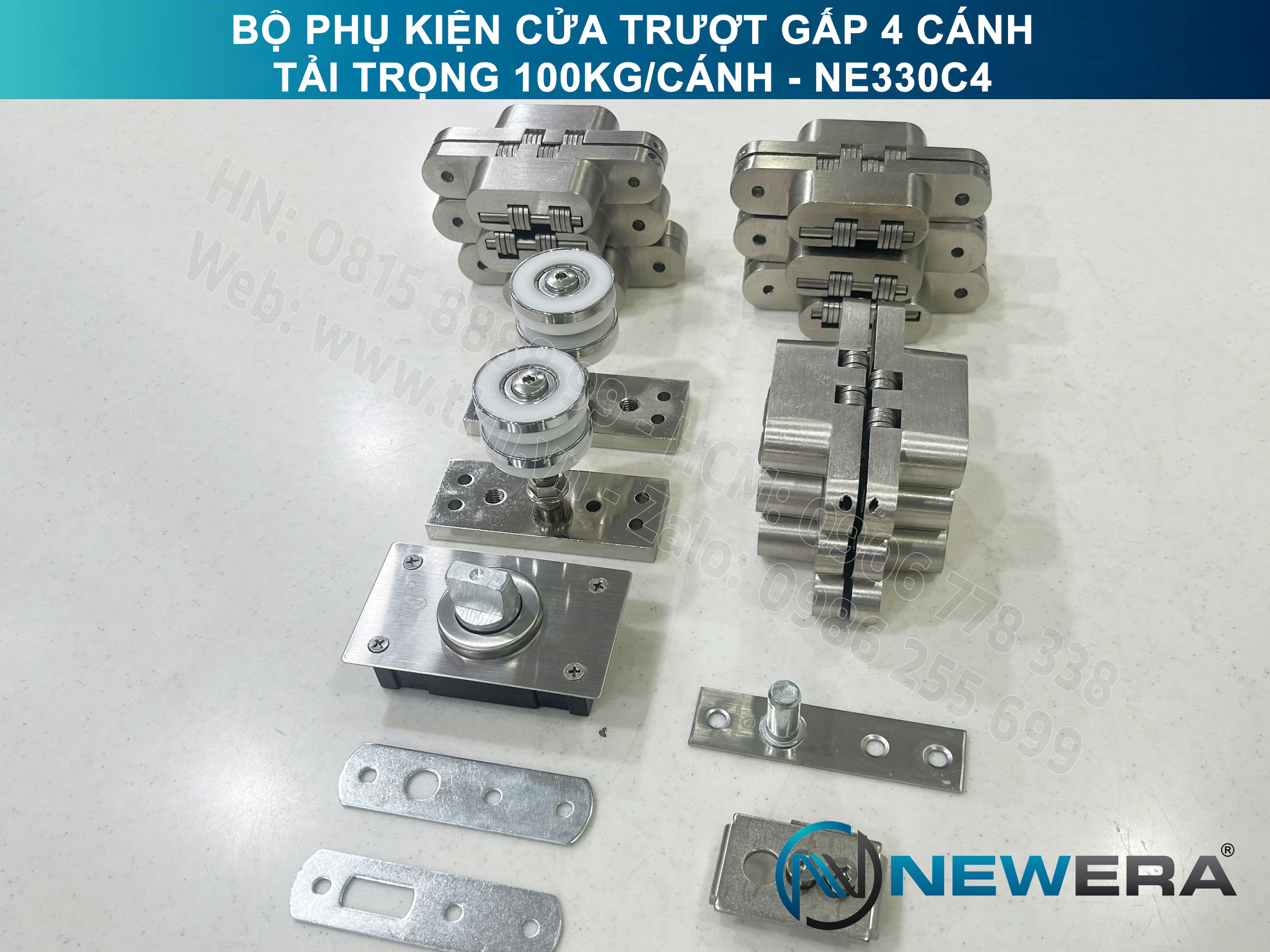 Phụ kiện cửa trượt gấp NewEra tải trọng 100kg/cánh NE330C4 7