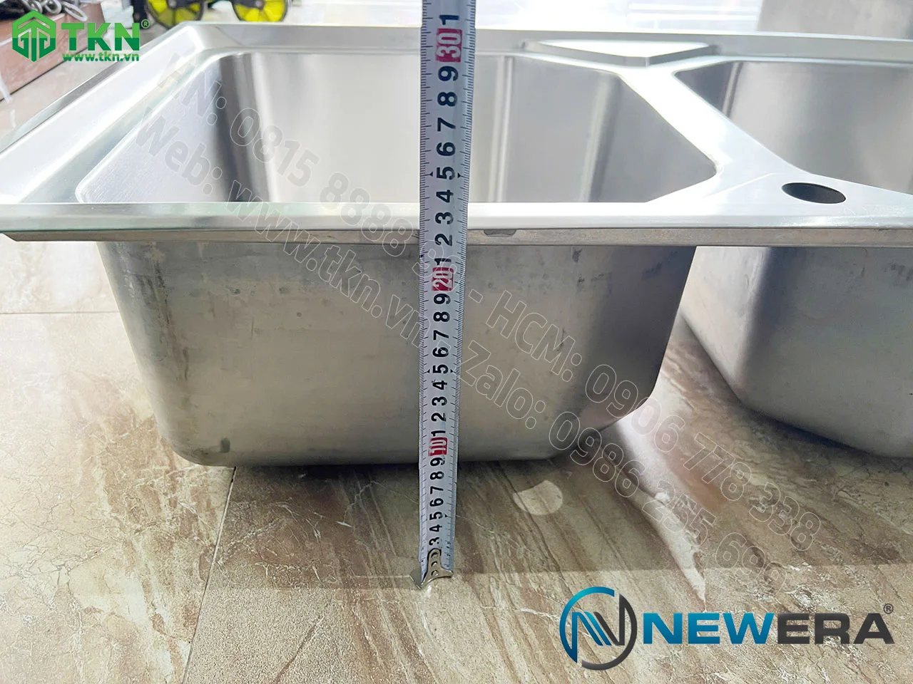 Chậu rửa bát NewEra inox 304 2 bồn rửa NE90S50A 12