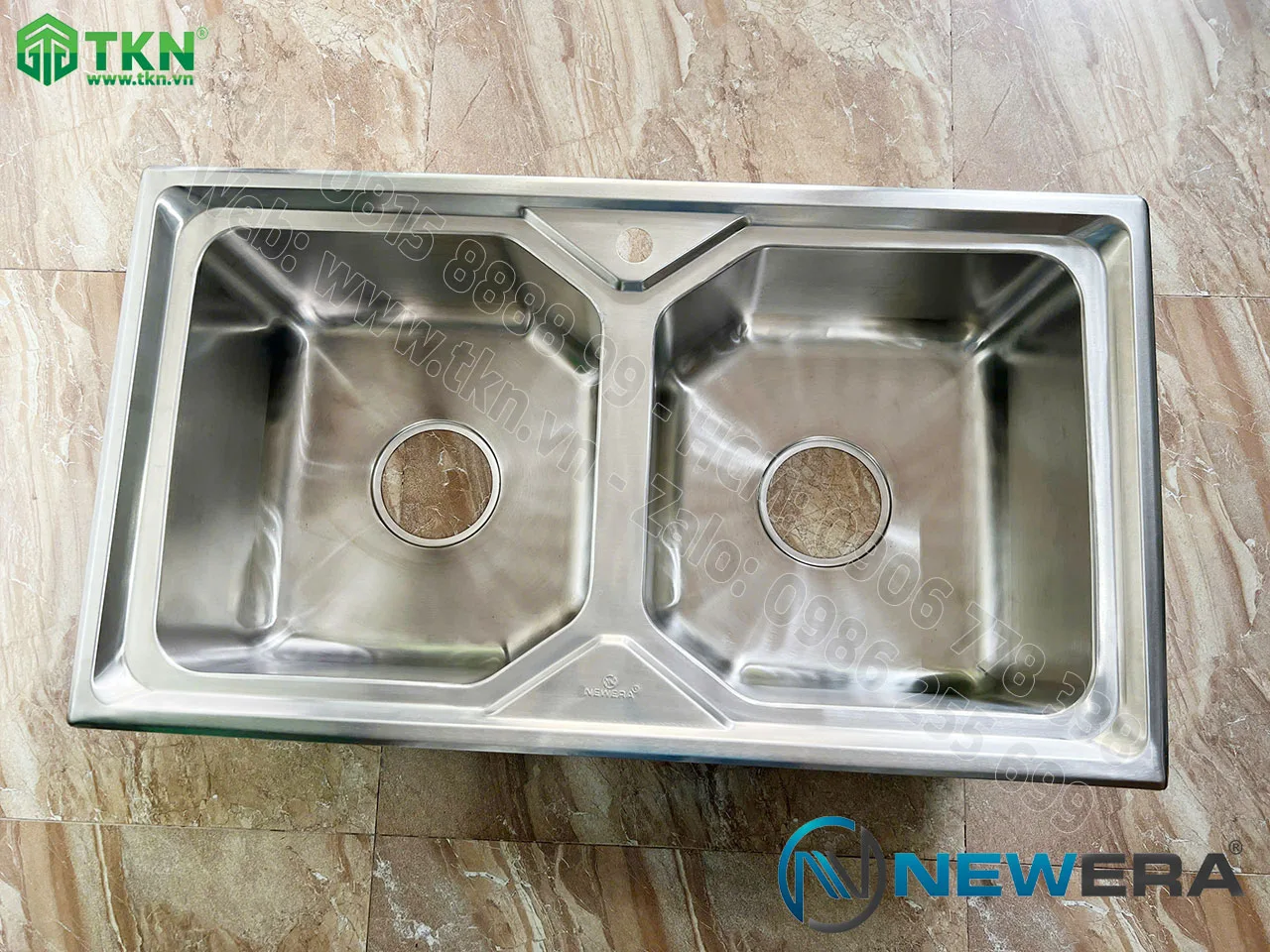 Chậu rửa bát NewEra inox 304 2 bồn rửa NE90S50A 6