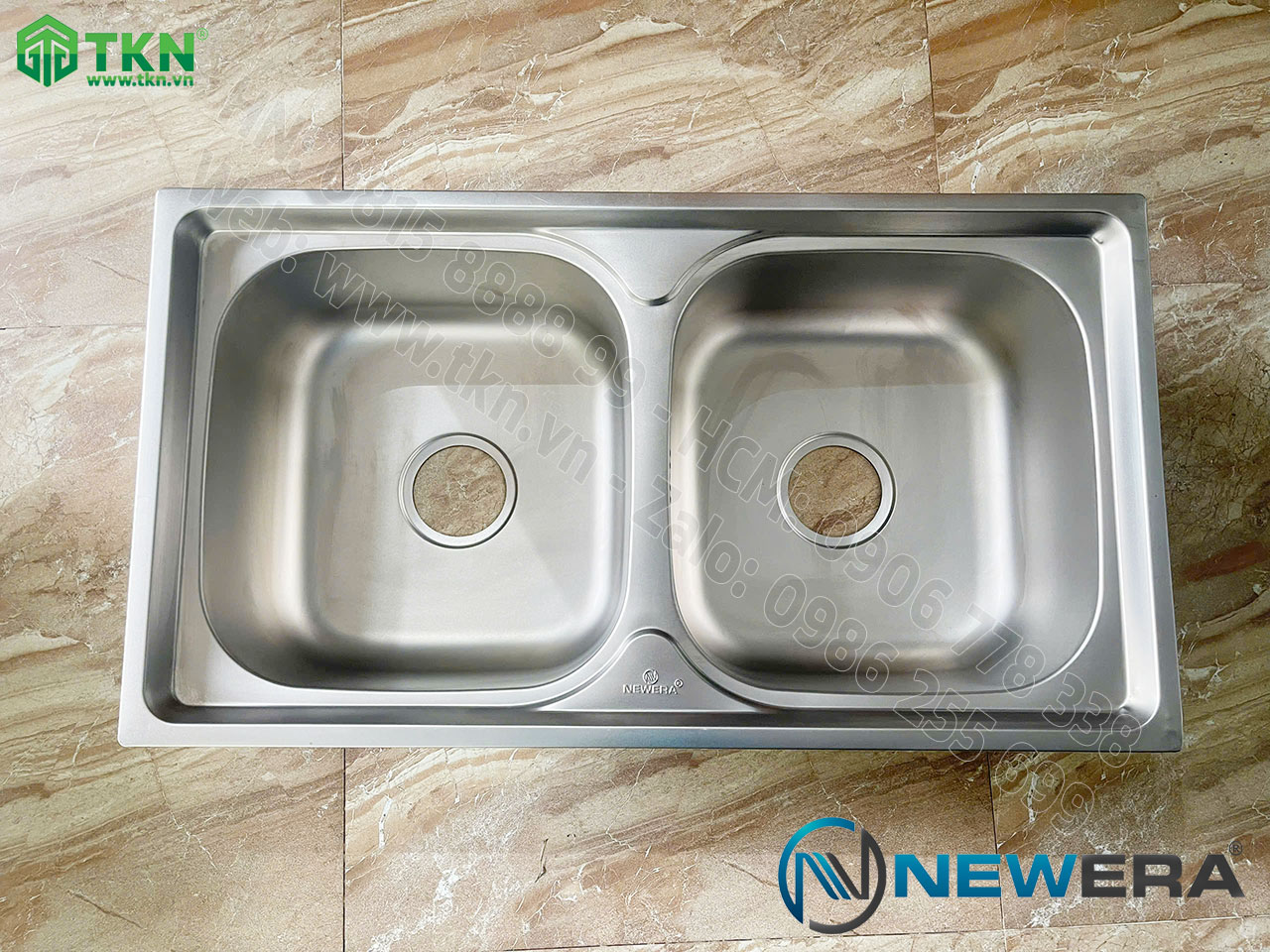 Chậu rửa bát NewEra inox 304 2 bồn rửa NE78S43A 5