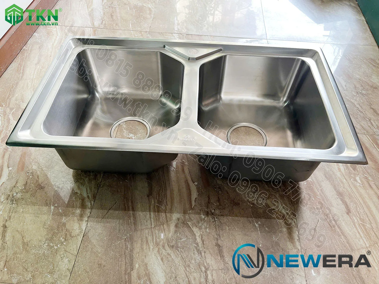 Chậu rửa bát NewEra inox 304 2 bồn rửa NE90S50A 5