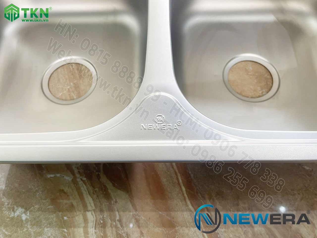 Chậu rửa bát NewEra inox 304 2 bồn rửa NE78S43A 4