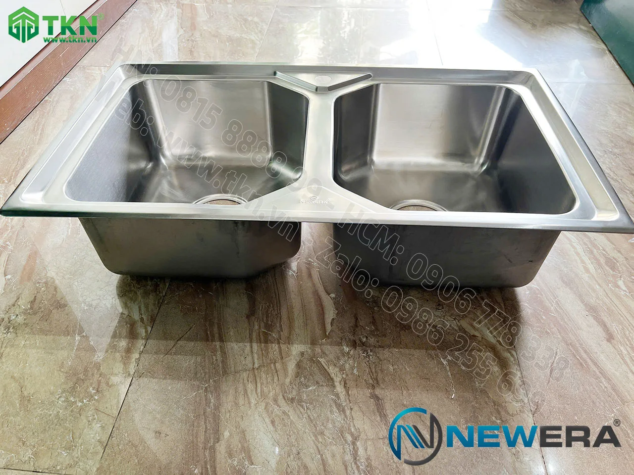 Chậu rửa bát NewEra inox 304 2 bồn rửa NE90S50A 4