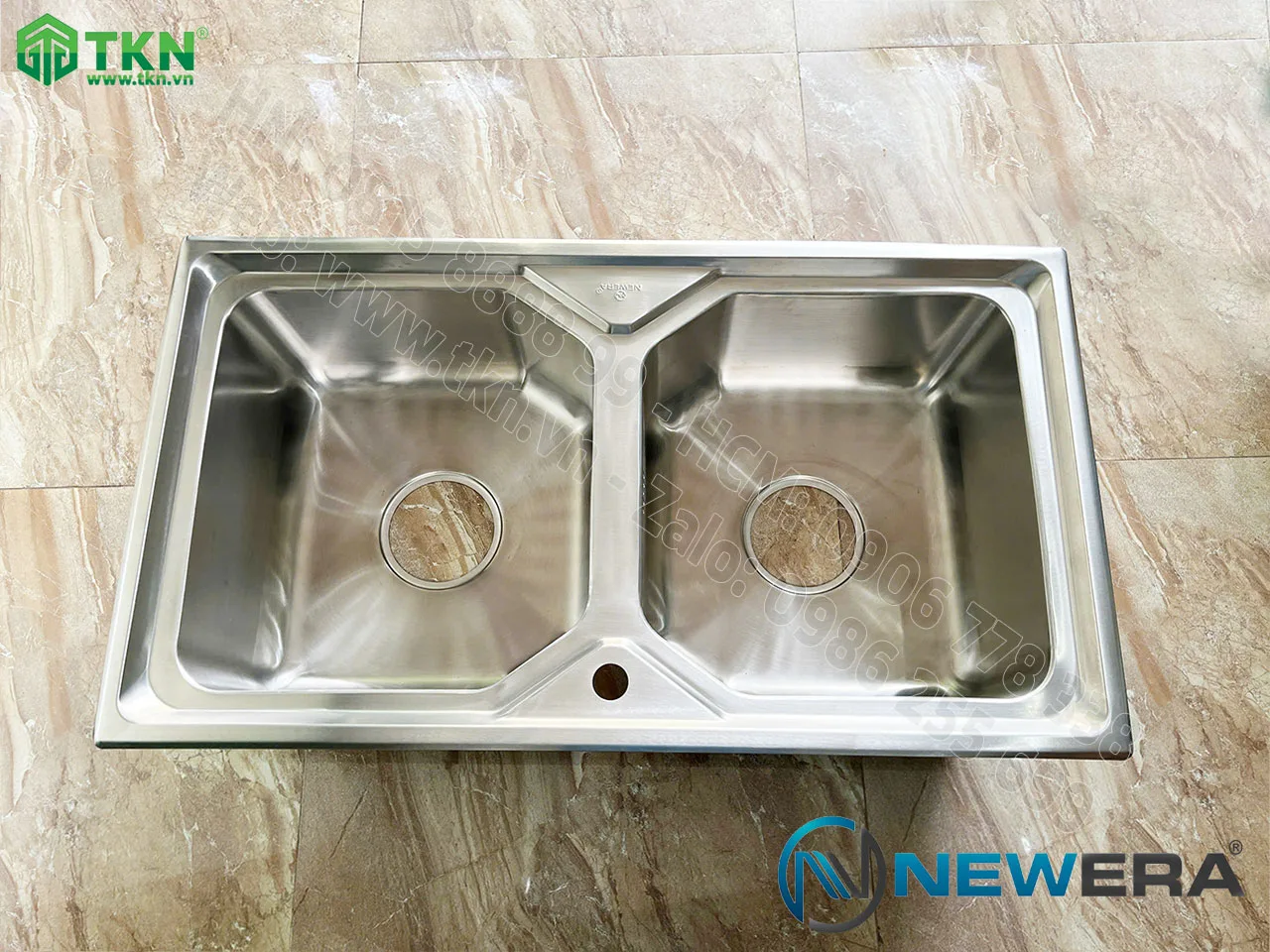 Chậu rửa bát NewEra inox 304 2 bồn rửa NE90S50A 3