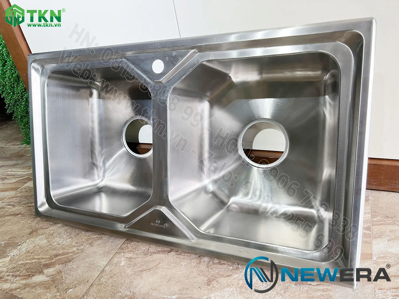 Chậu rửa bát NewEra inox 304 2 bồn rửa NE90S50A 8