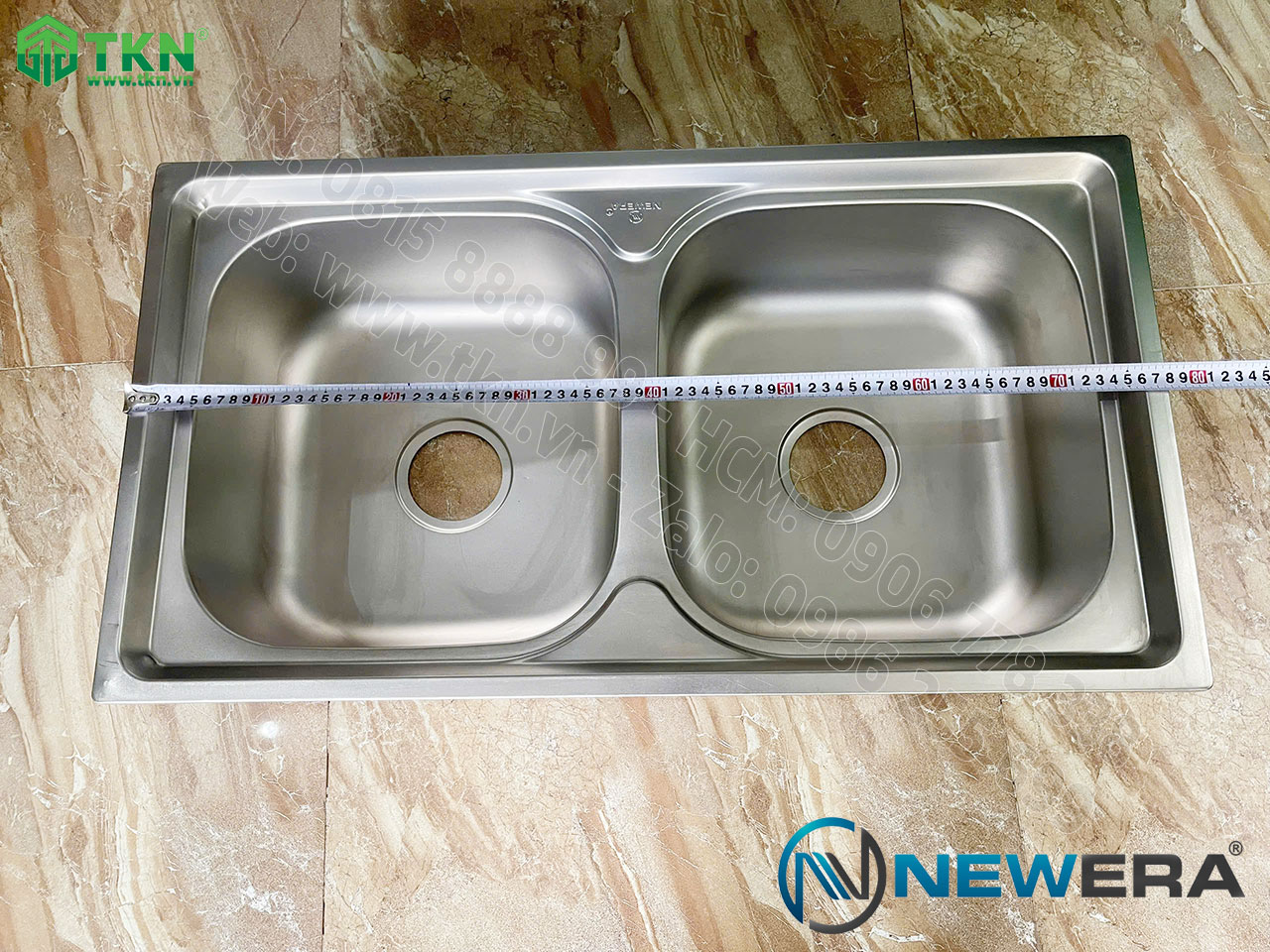 Chậu rửa bát NewEra inox 304 2 bồn rửa NE78S43A 6