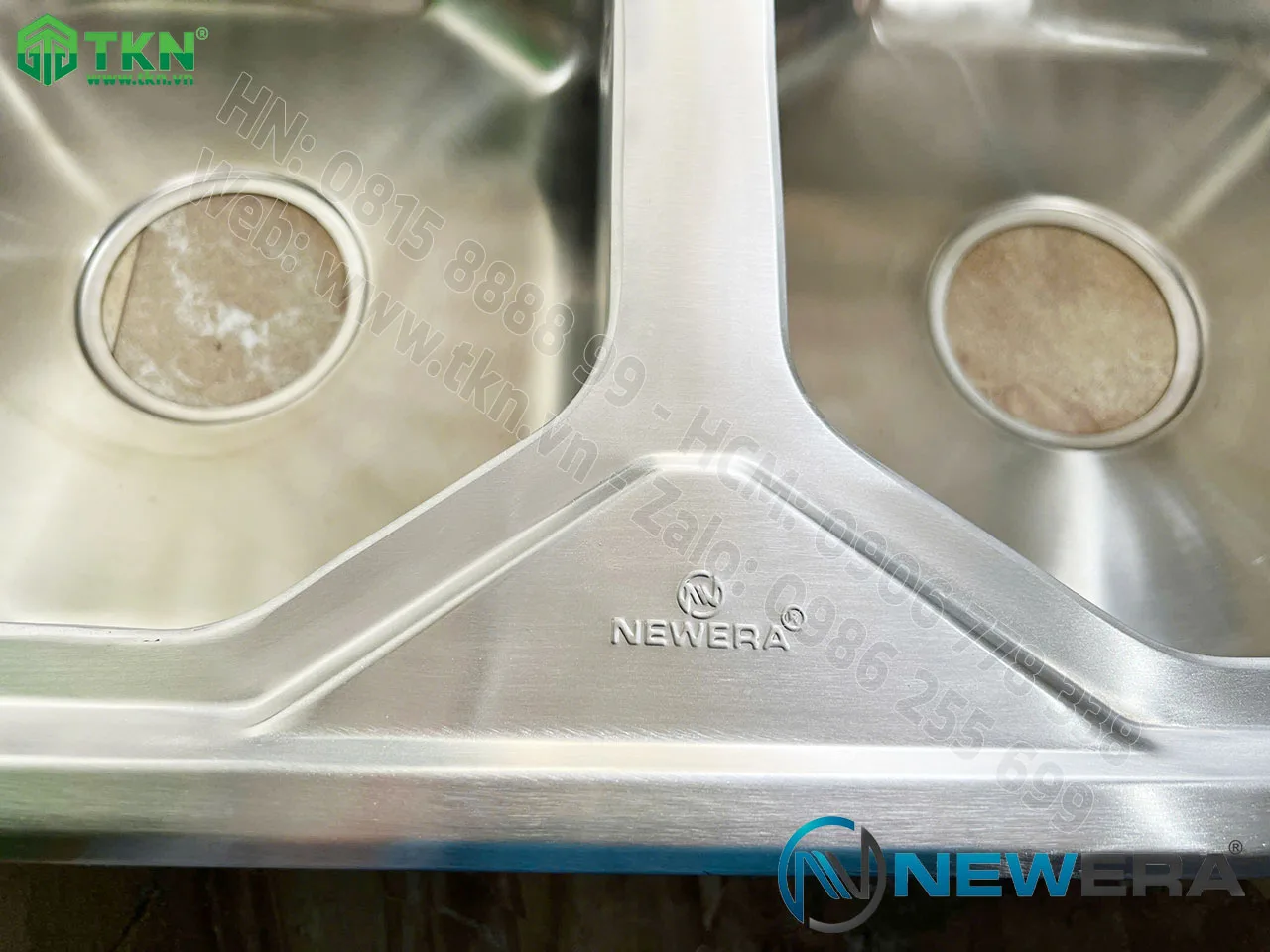 Chậu rửa bát NewEra inox 304 2 bồn rửa NE90S50A 7