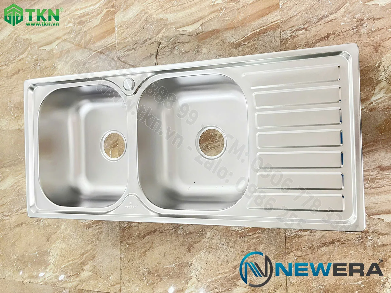 Chậu rửa bát NewEra inox 304 2 bồn rửa NE10S54A 12