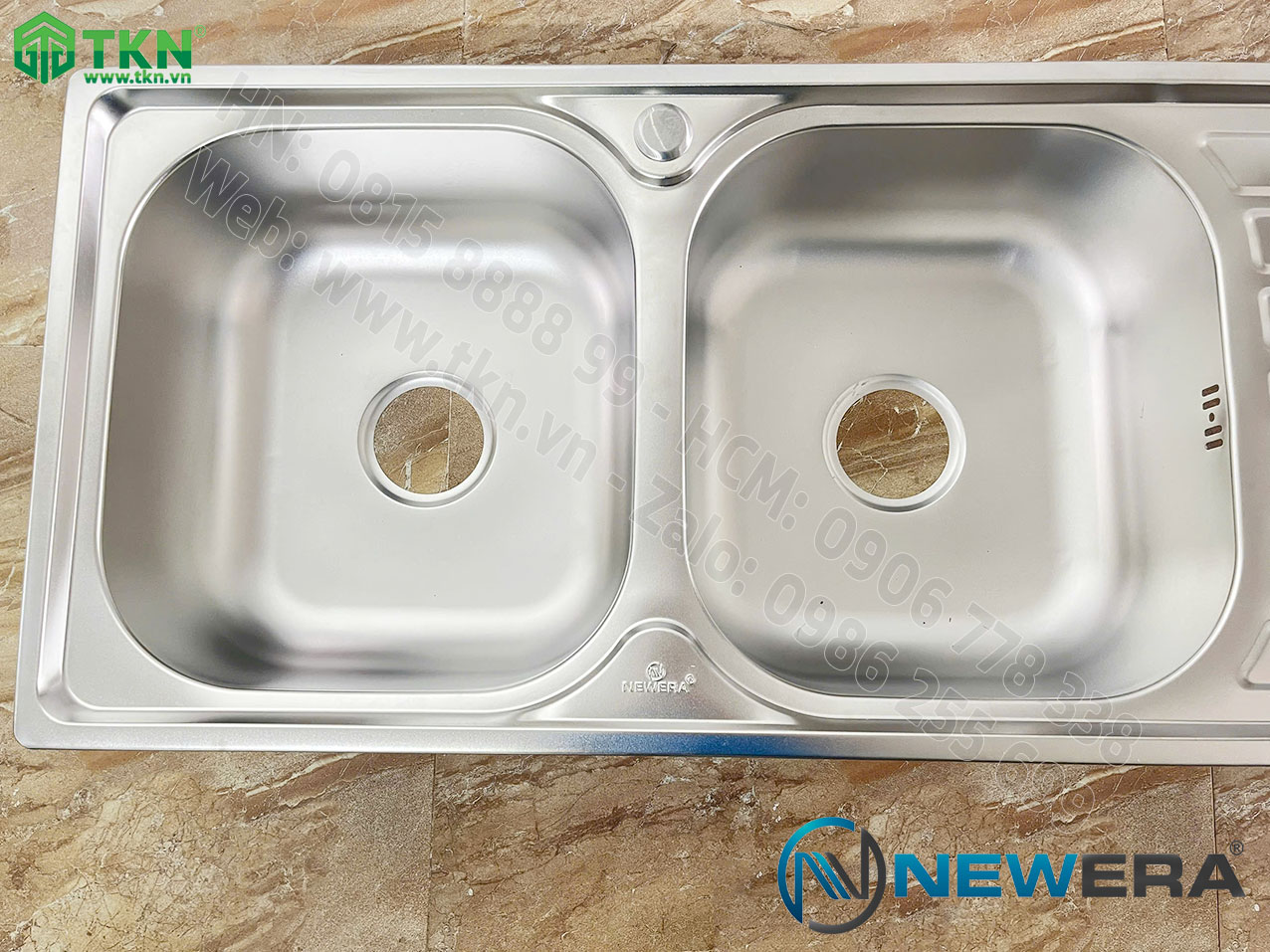 Chậu rửa bát NewEra inox 304 2 bồn rửa NE10S54A 10