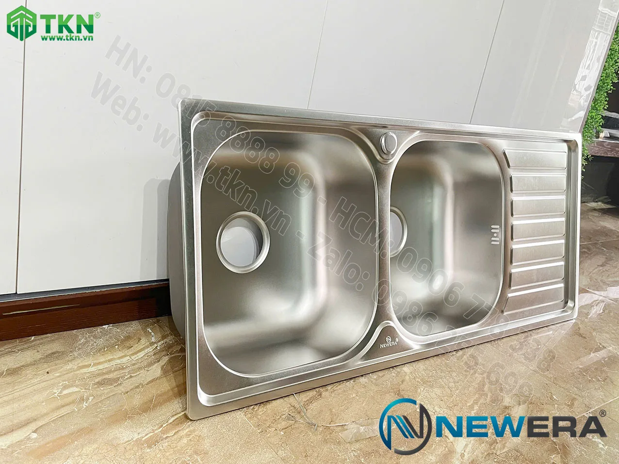 Chậu rửa bát NewEra inox 304 2 bồn rửa NE10S54A 7
