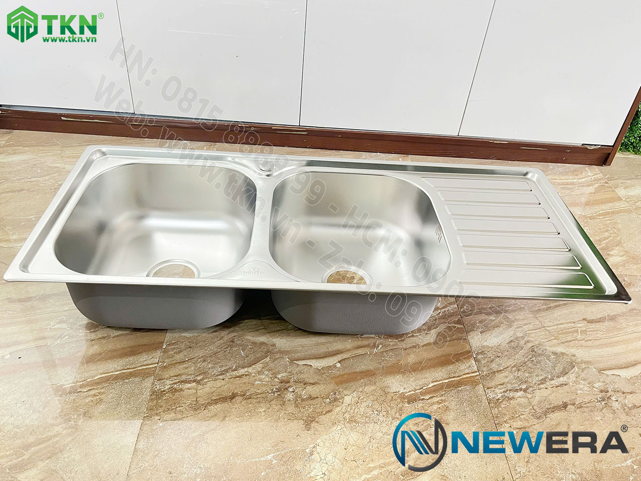 Chậu rửa bát NewEra inox 304 2 bồn rửa NE10S54A 6