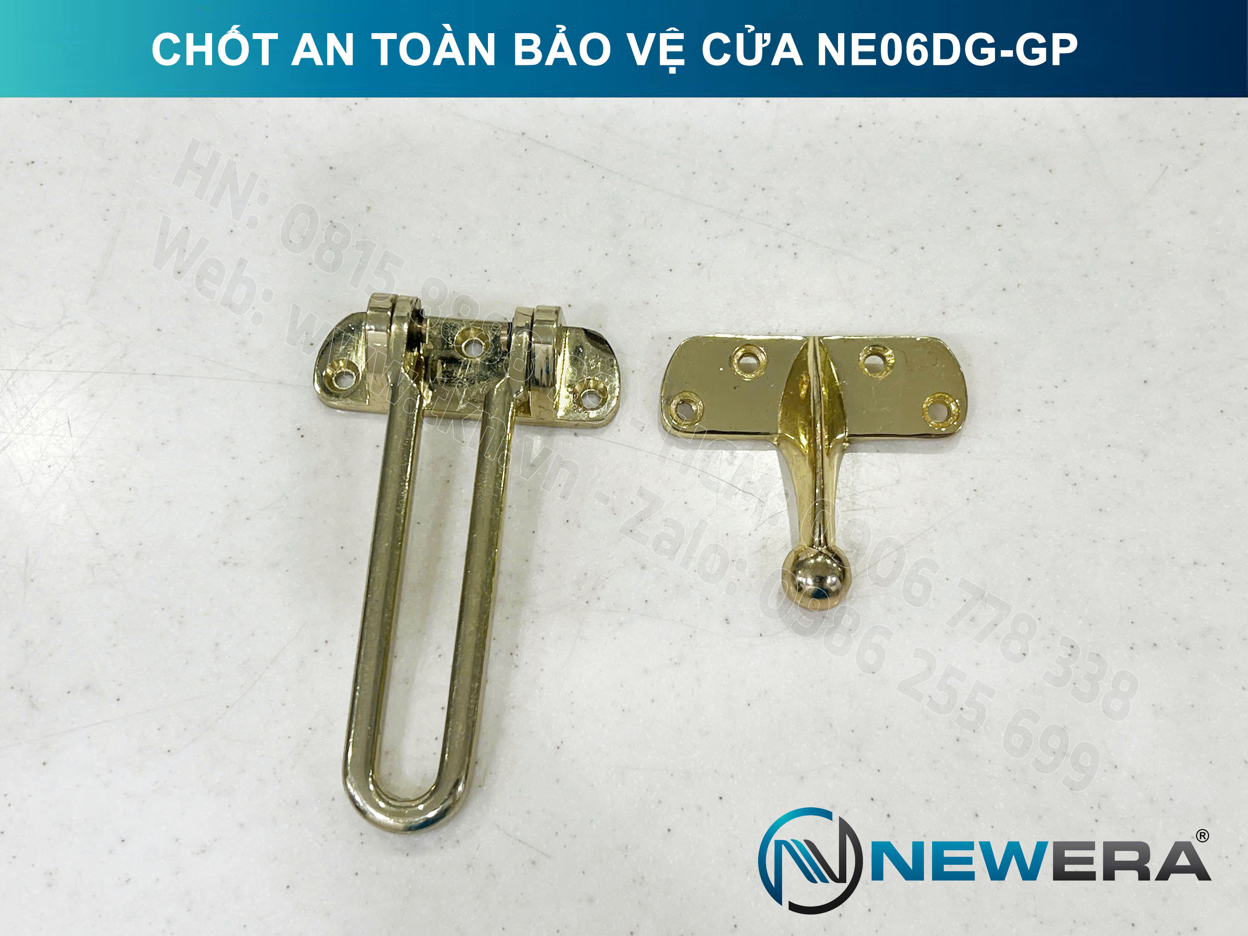 Chốt an toàn bảo vệ cửa NewEra chất liệu kẽm mạ vàng NE06DG-GP 1