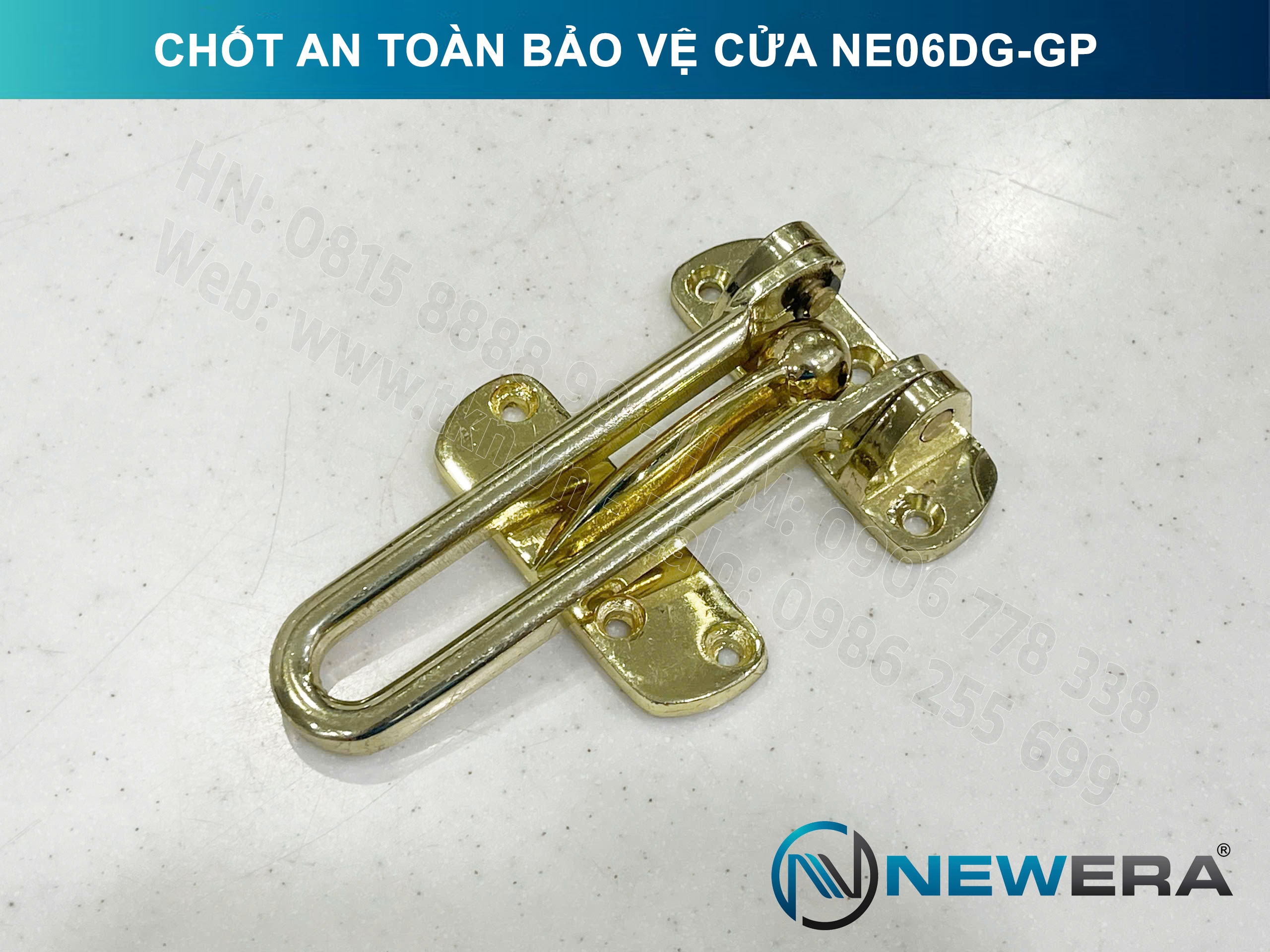 Chốt an toàn bảo vệ cửa NewEra chất liệu kẽm mạ vàng NE06DG-GP 6