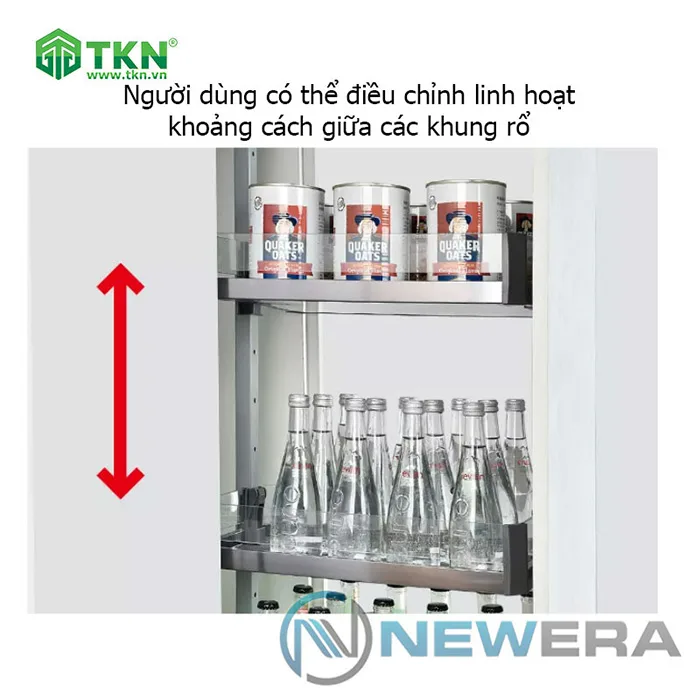 Tủ đồ khô NewEra cánh kéo đáy melamin 6 tầng 6 rổ NE466.400 9