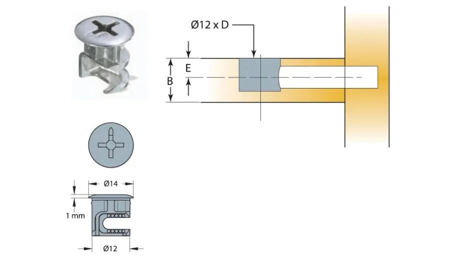 Cam nối Titus kẽm cao cấp gỗ dày tối thiểu 16mm 5579 1