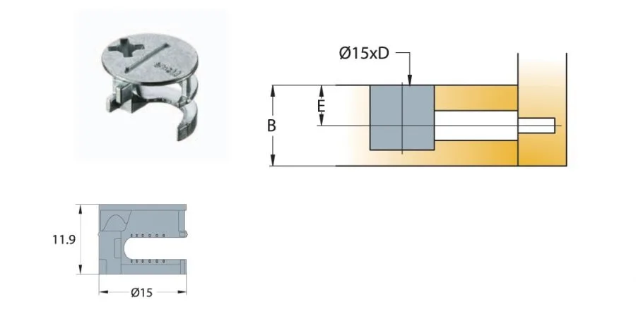 Cam nối Titus kẽm cao cấp gỗ dày tối thiểu 15/16mm 9491 1