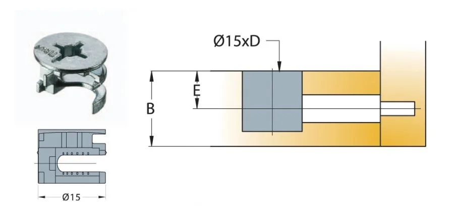 Cam nối Titus kẽm cao cấp gỗ dày tối thiểu 18/19mm 9492 1