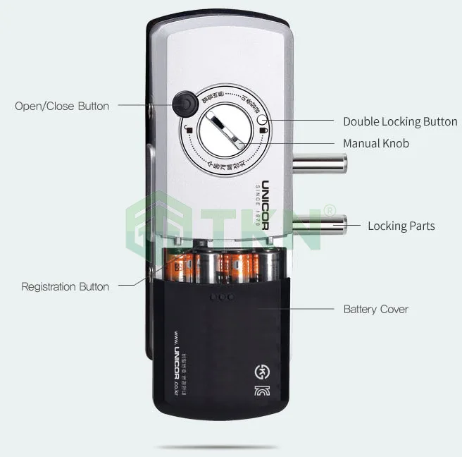 Khóa cửa mật mã Unicor hợp kim nhôm UN-325N-GL-CL 1