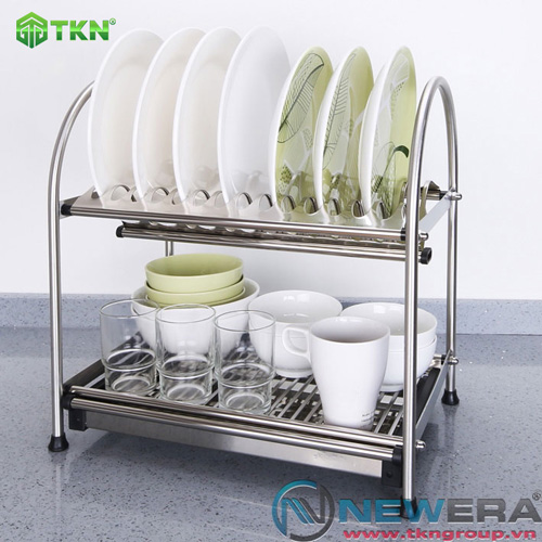 Giá để bát đĩa inox 2 tầng NewEra