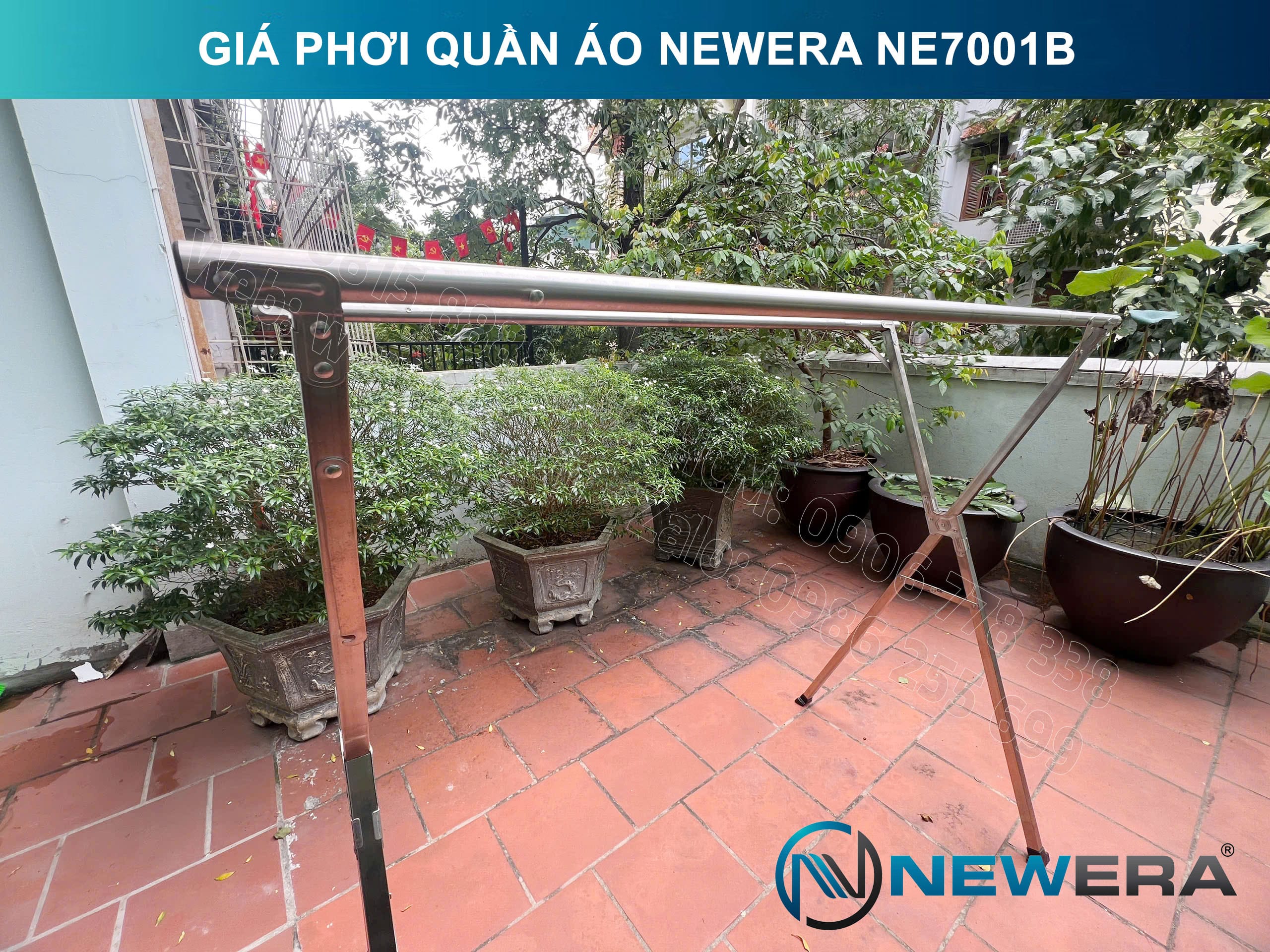 Giá treo quần áo NewEra inox 304 dài 1335mm NE7001B 9
