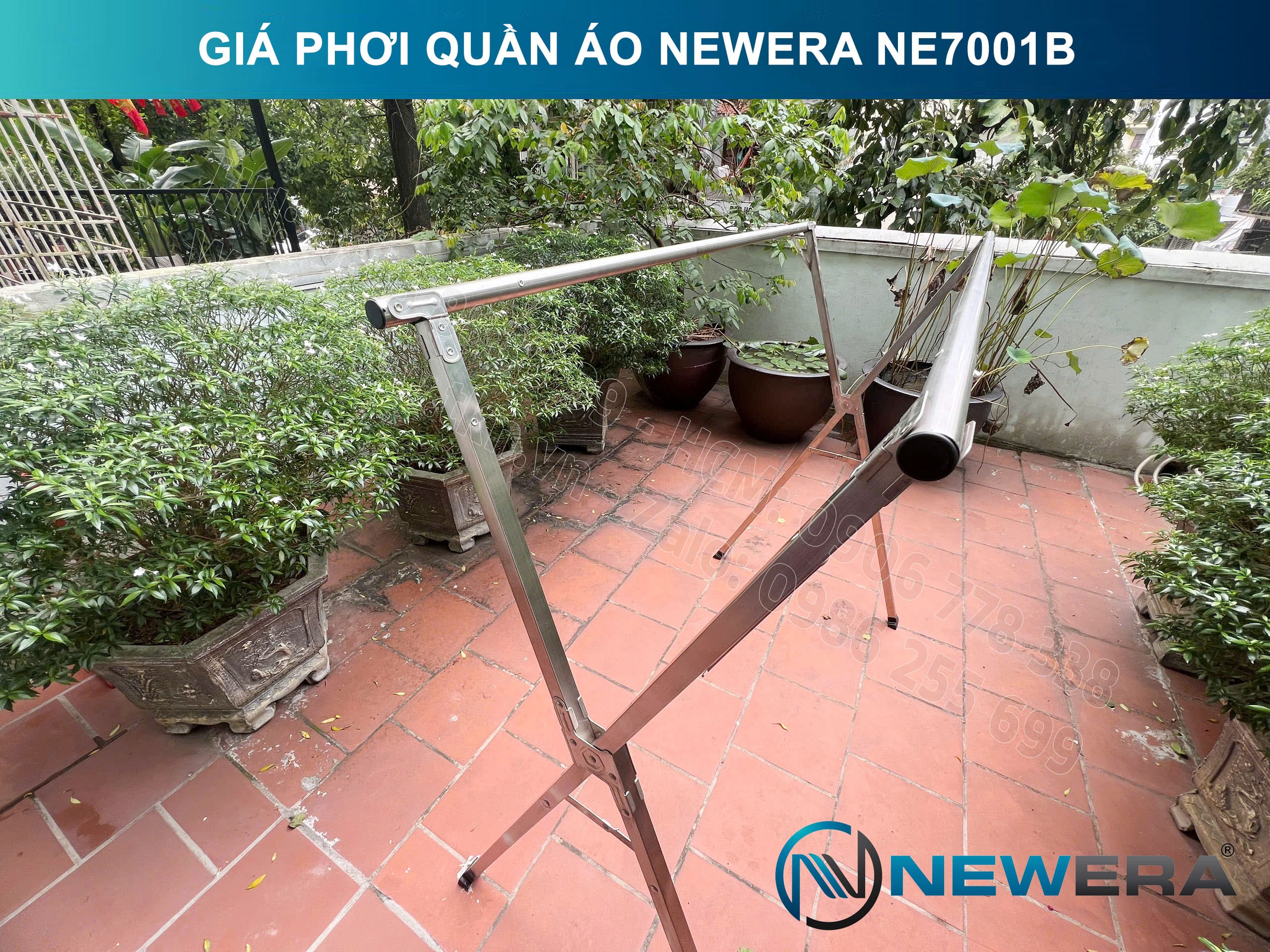 Giá treo quần áo NewEra inox 304 dài 1335mm NE7001B 8