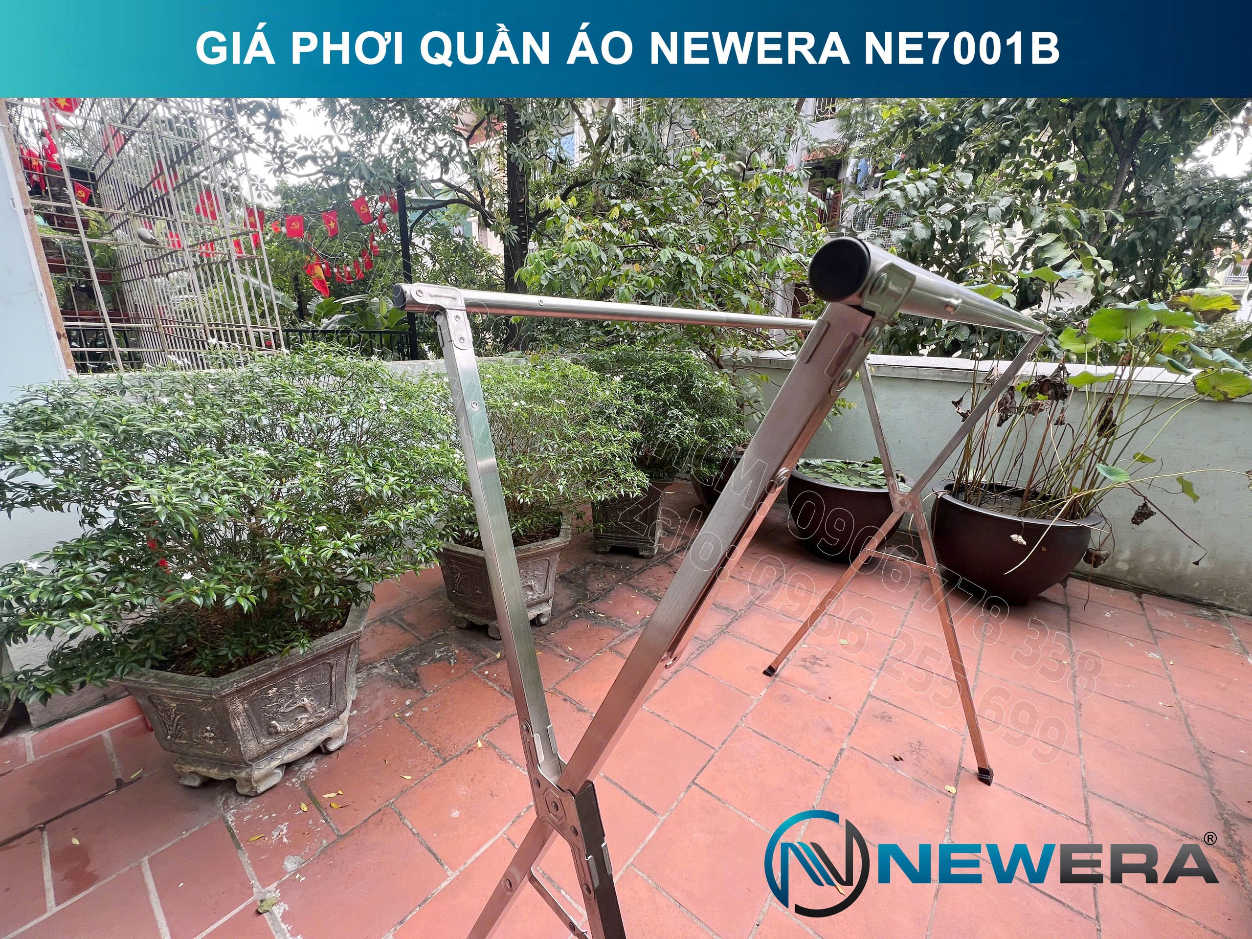 Giá treo quần áo NewEra inox 304 dài 1335mm NE7001B 7