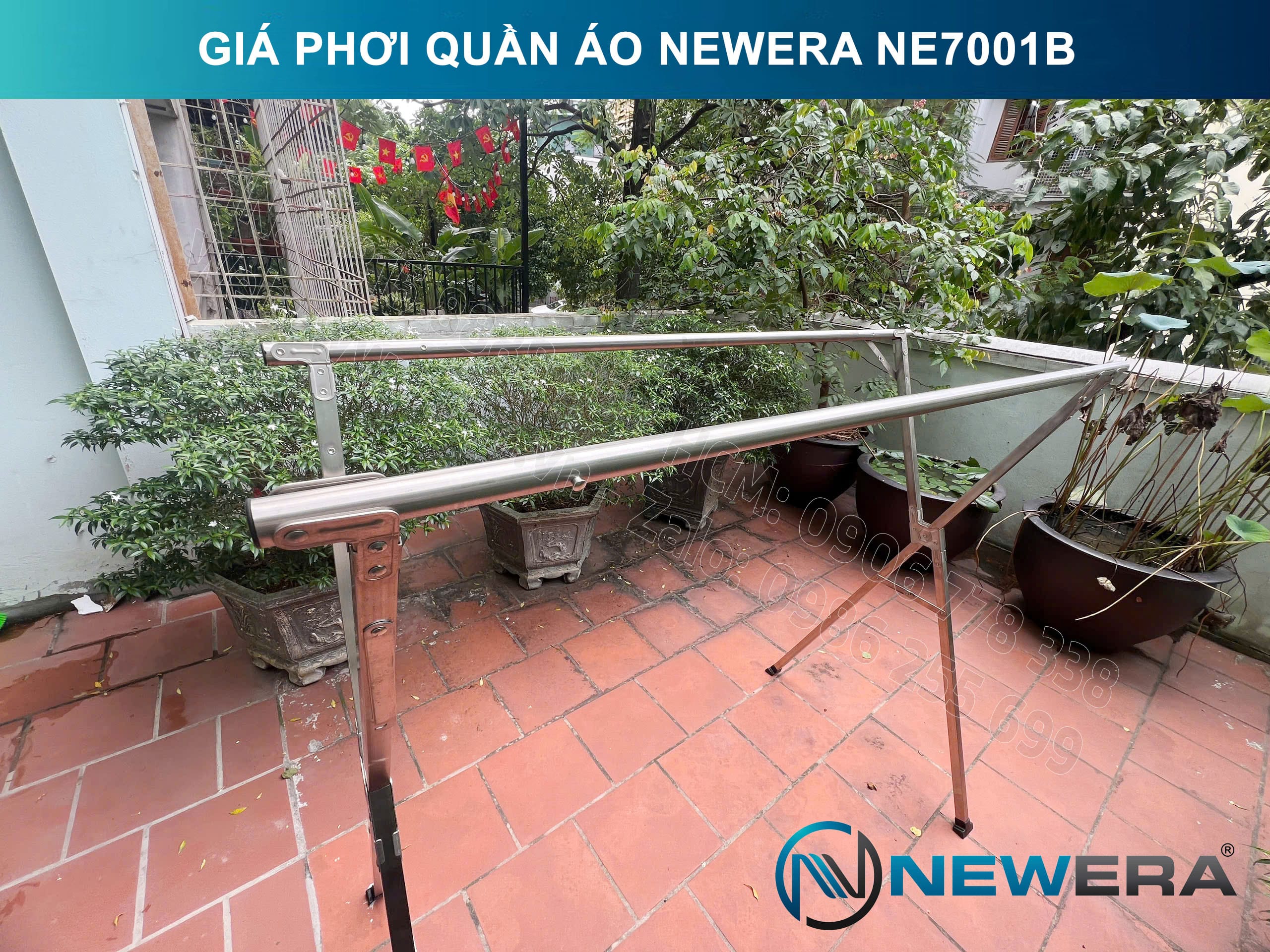 Giá treo quần áo NewEra inox 304 dài 1335mm NE7001B 6
