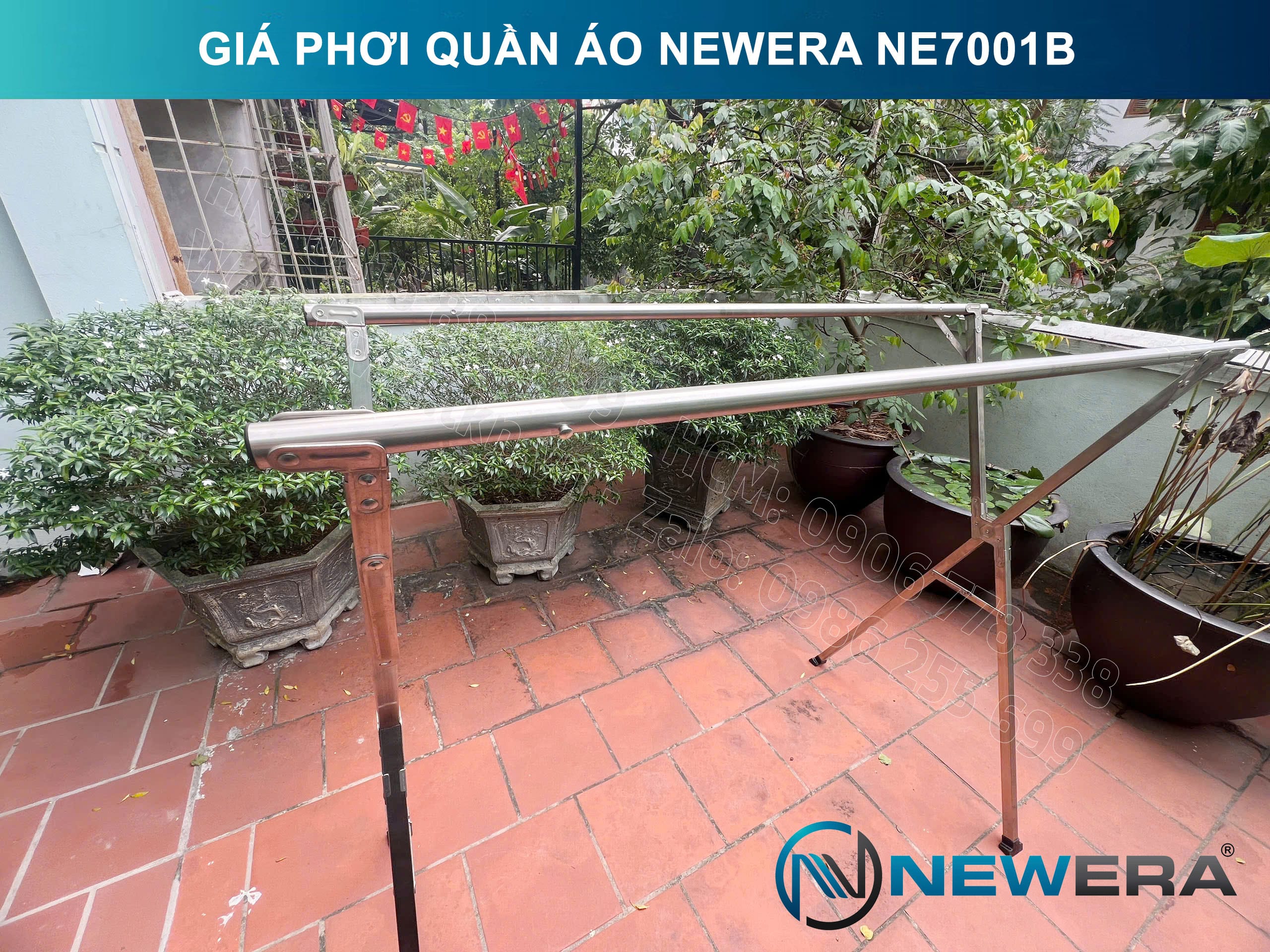 Giá treo quần áo NewEra inox 304 dài 1335mm NE7001B 5