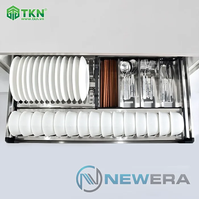 Giá để bát đĩa, thìa đũa NewEra 700mm inox hộp 304 NE366.700 9