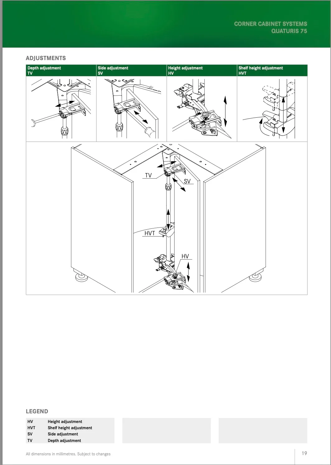 Mâm xoay toàn phần Grass 350mm cao cấp Quaturis 75 Grass ET29 5