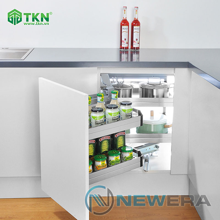Giá góc tủ bếp liên hoàn NewEra inox hộp 304 NE455.900ML 1