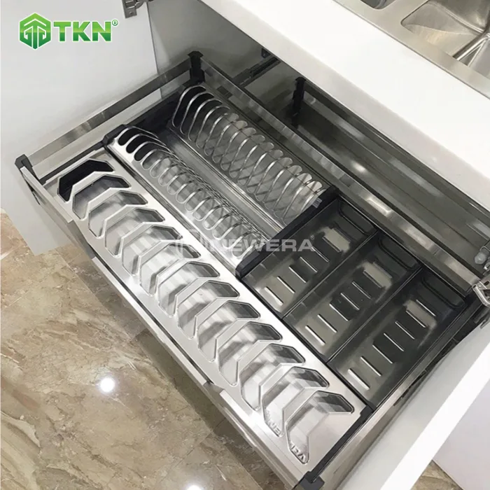 Giá để bát đĩa, thìa đũa NewEra 700mm inox hộp 304 NE366.700 6