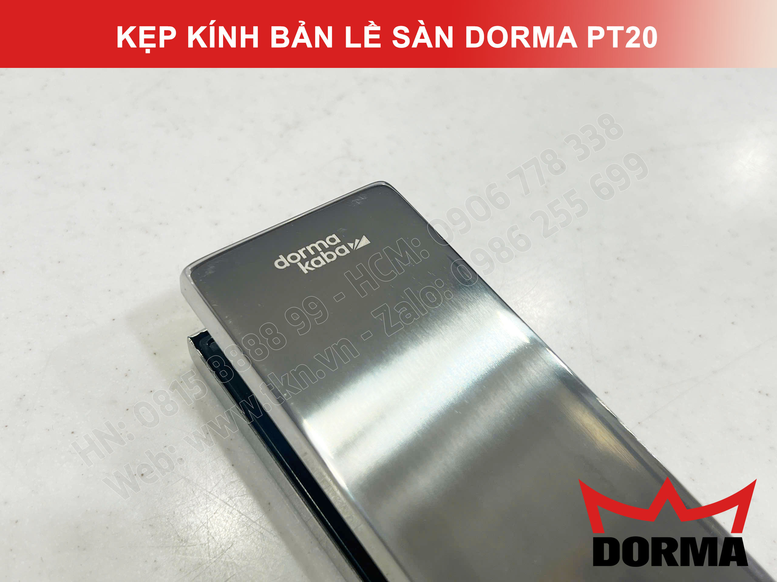 Kẹp kính bản lề sàn Dorma inox 304 dài 164mm PT20 9