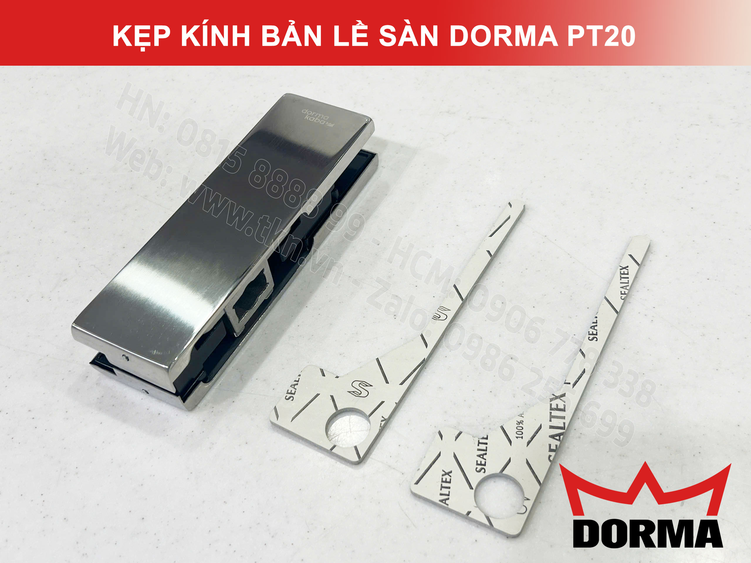 Kẹp kính bản lề sàn Dorma inox 304 dài 164mm PT20 1