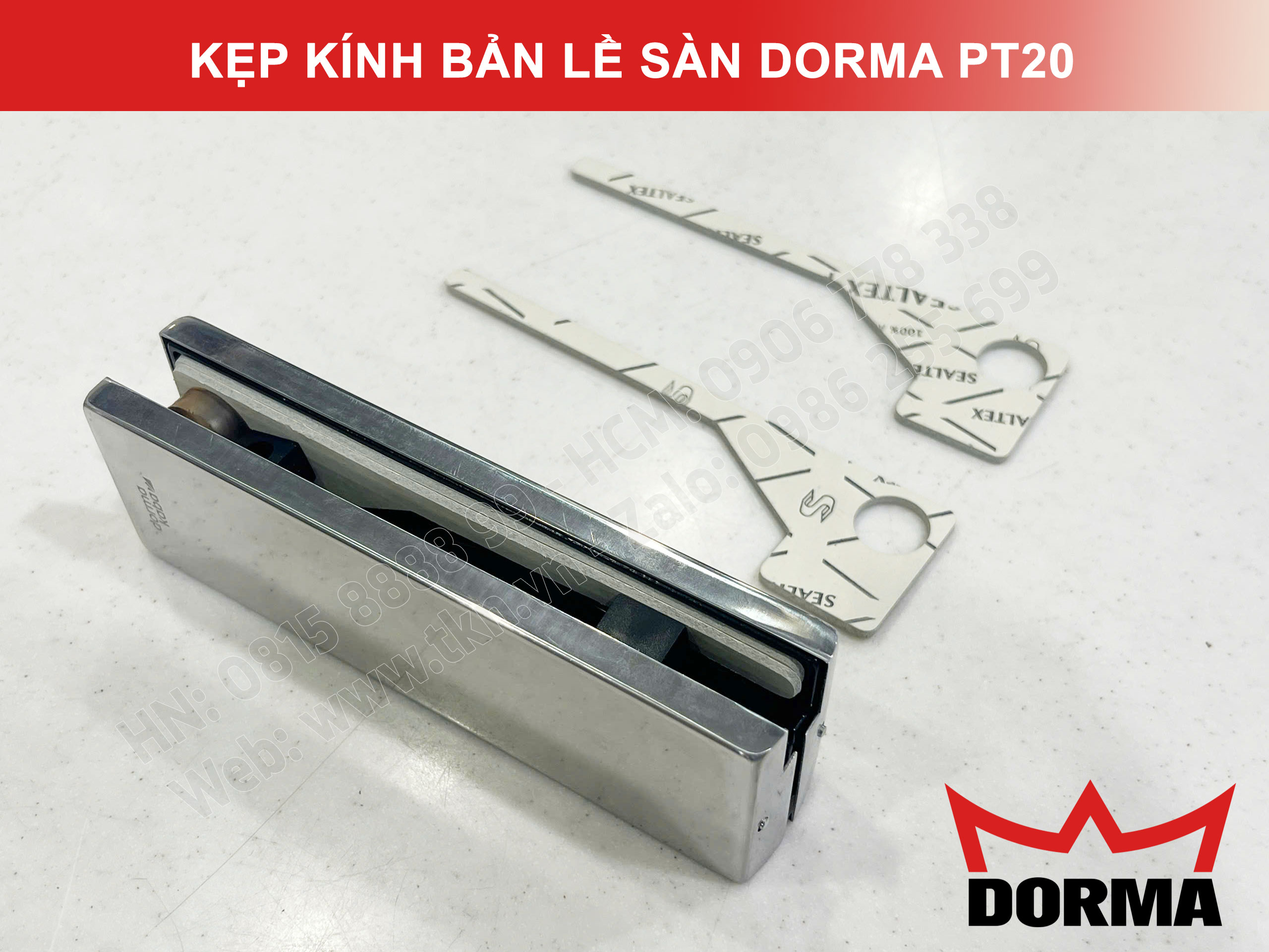 Kẹp kính bản lề sàn Dorma inox 304 dài 164mm PT20 2