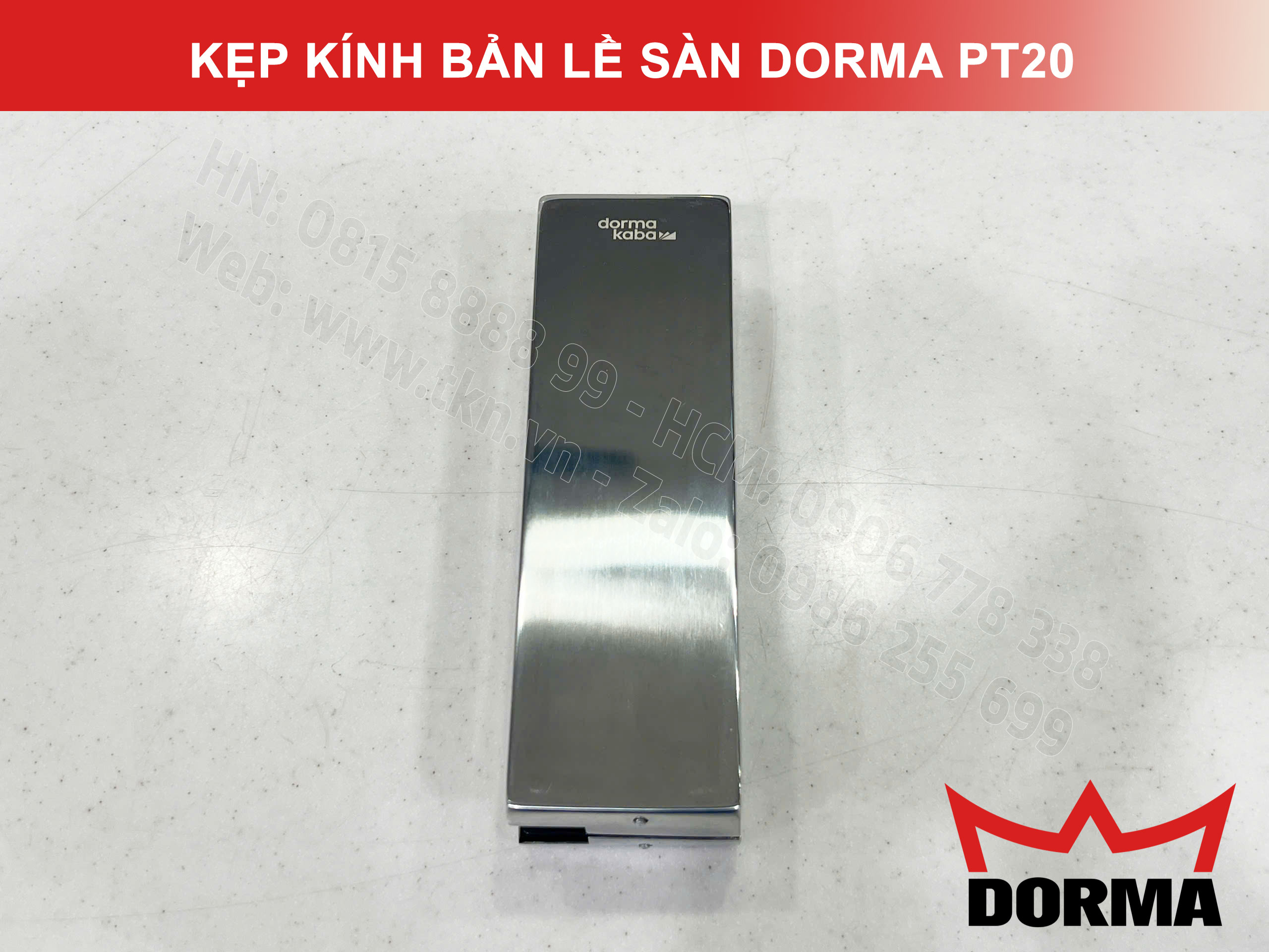 Kẹp kính bản lề sàn Dorma inox 304 dài 164mm PT20 5