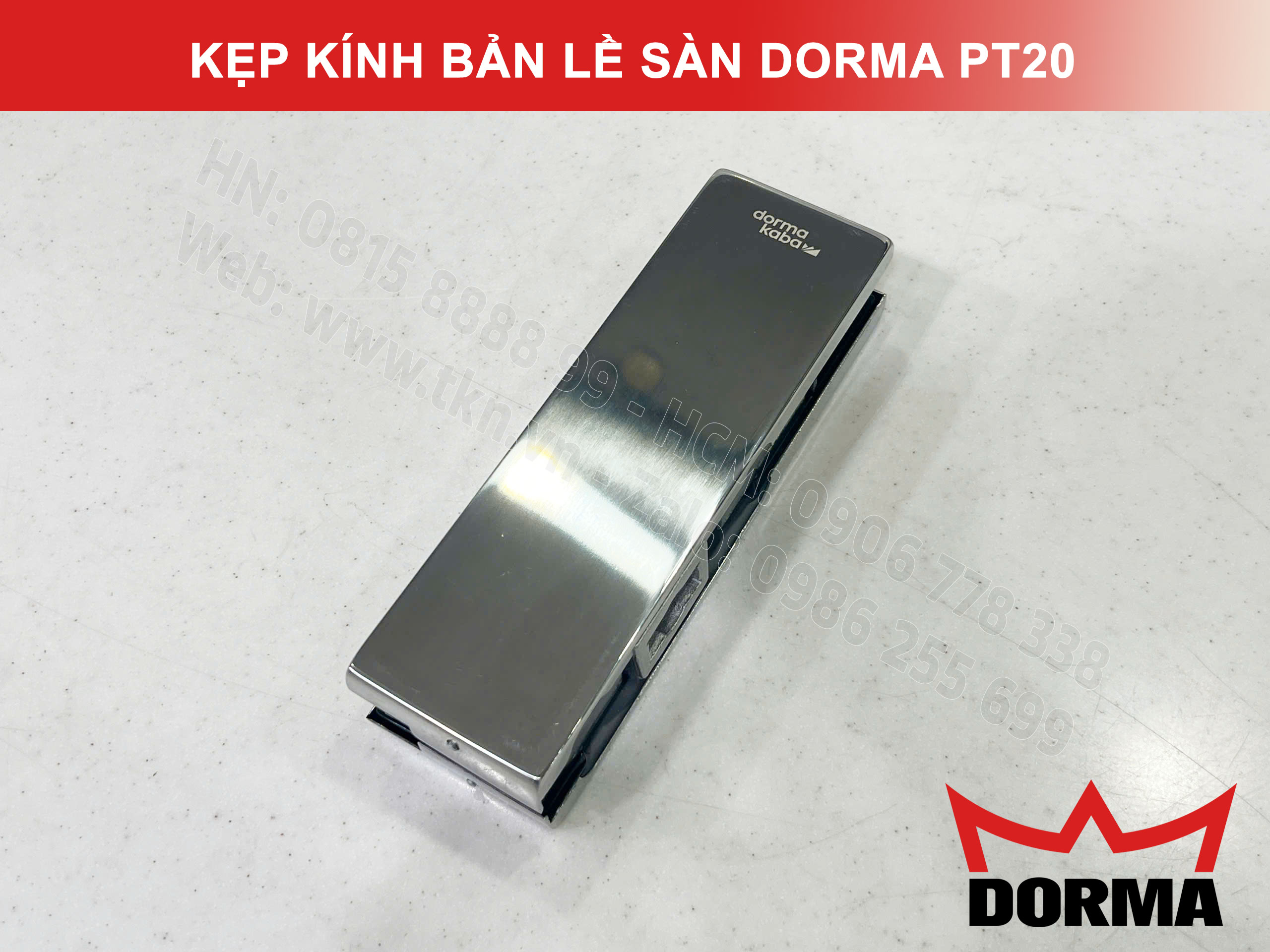 Kẹp kính bản lề sàn Dorma inox 304 dài 164mm PT20 8