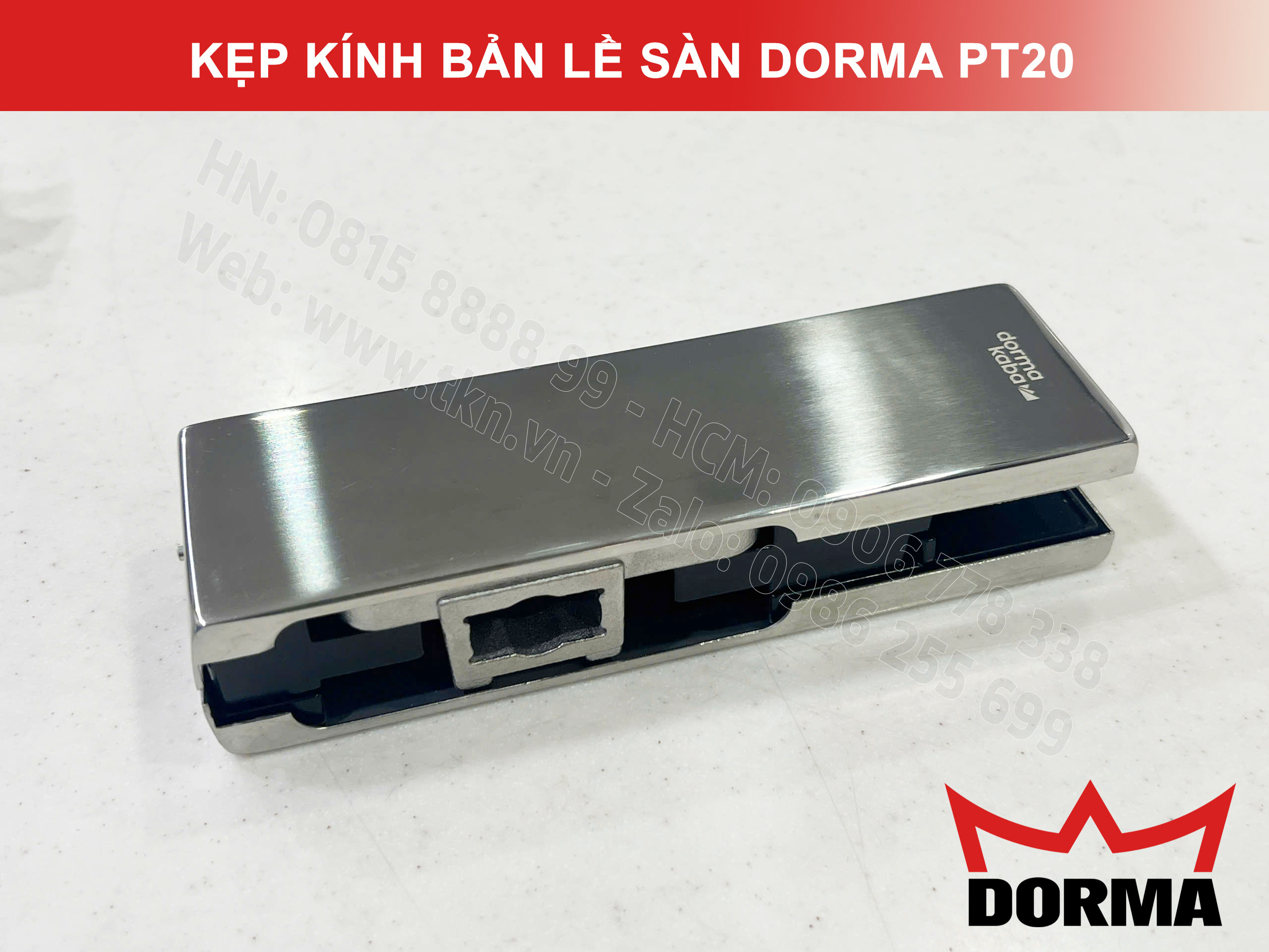 Kẹp kính bản lề sàn Dorma inox 304 dài 164mm PT20 6