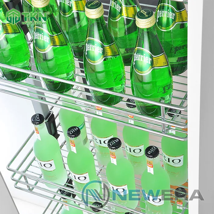 Tủ đồ khô NewEra cánh kéo inox nan 304 6 tầng 6 rổ NE666.400 6