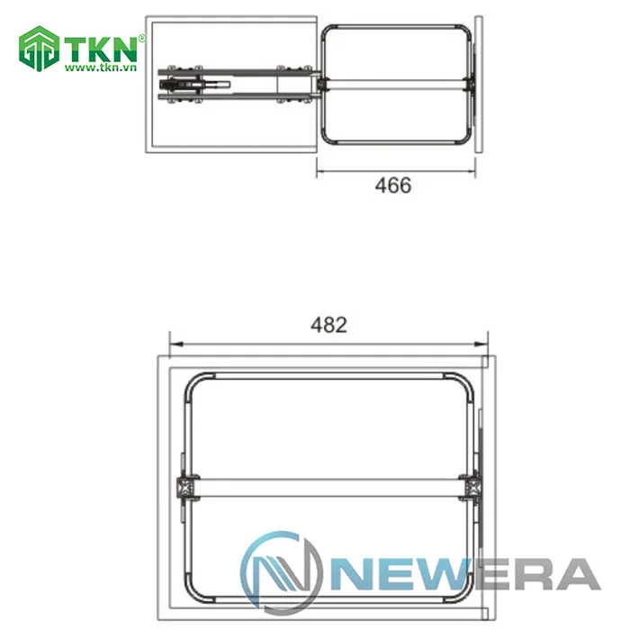 Tủ đồ khô NewEra cánh kéo inox nan 304 6 tầng 6 rổ NE666.400 8