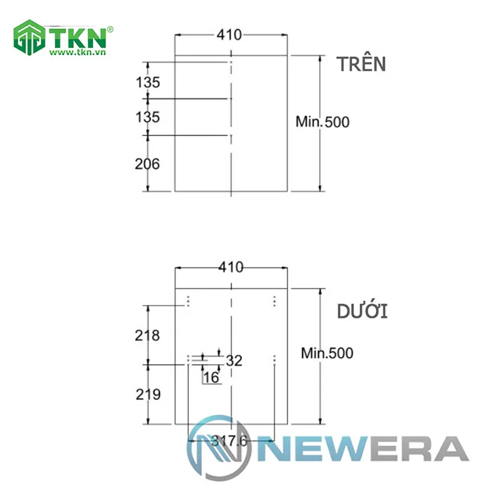 Kích thước tủ Newera NE040645M