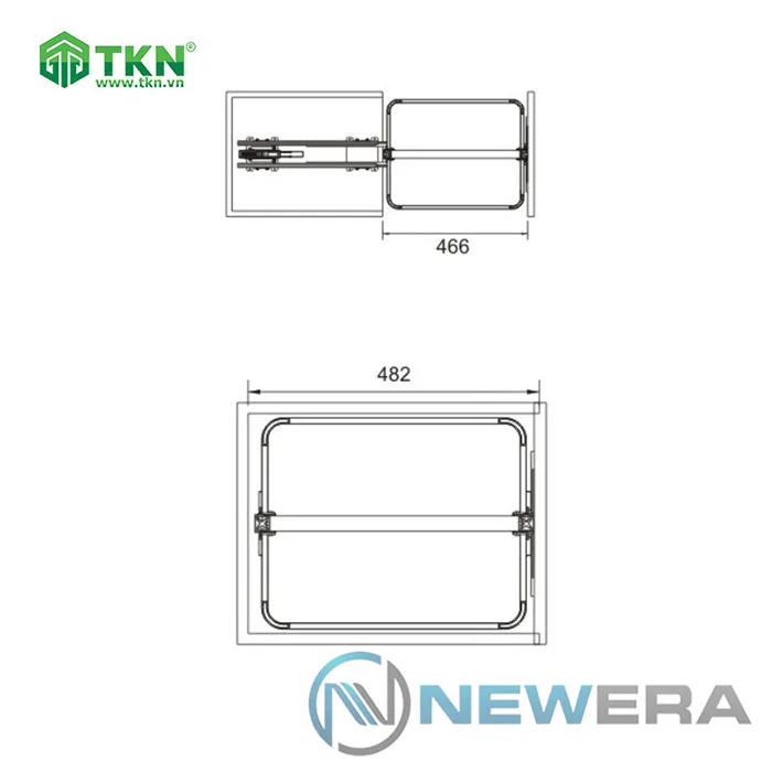 Tủ đồ khô NewEra cánh kéo đáy melamin 6 tầng 6 rổ NE466.400 5