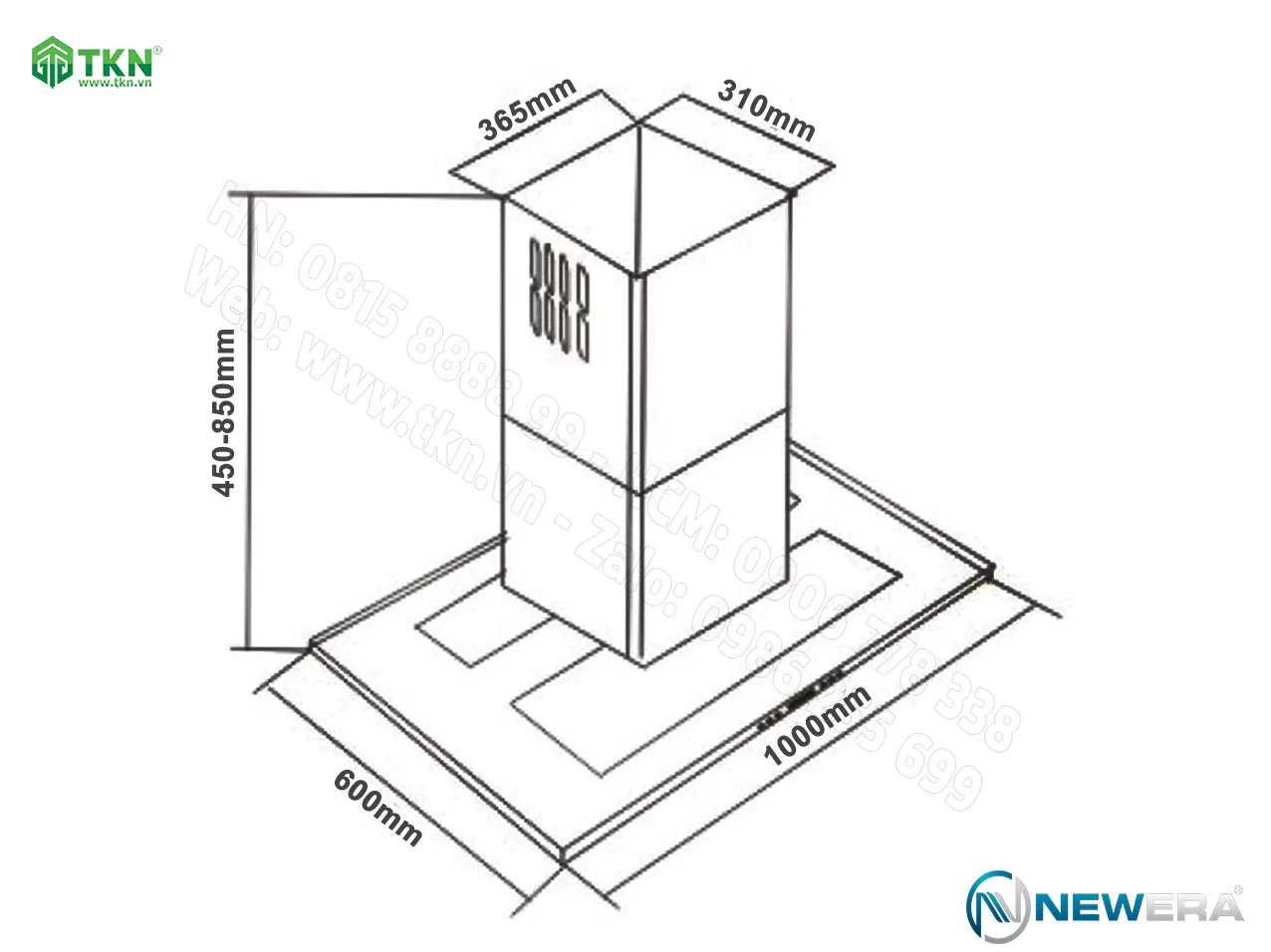 Máy hút mùi NewEra inox 304 1000mm NE1101HH 9