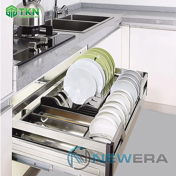 Giá để bát đĩa, thìa đũa NewEra 700mm inox hộp 304 NE366.700 11