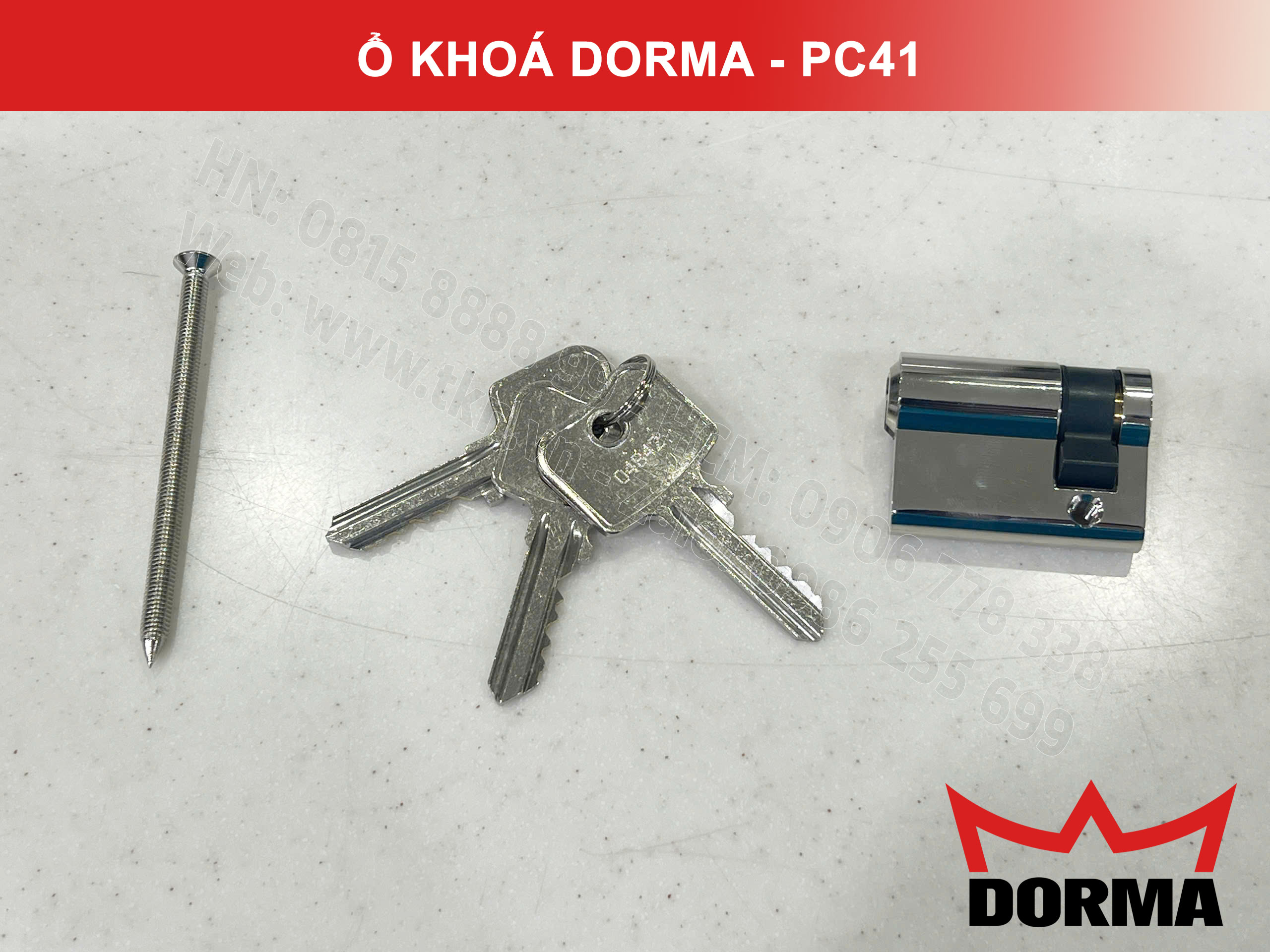 Ổ khóa cửa Dorma thép cao câp không rỉ dài 42mm PC41 1