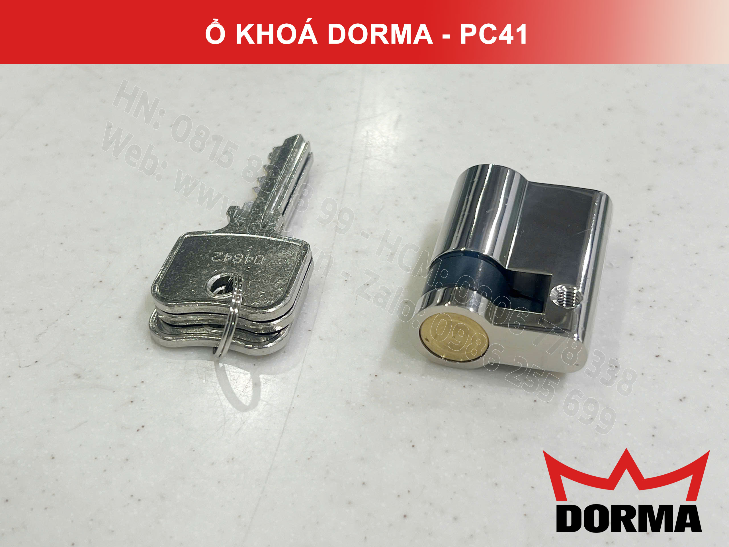 Ổ khóa cửa Dorma thép cao câp không rỉ dài 42mm PC41 9