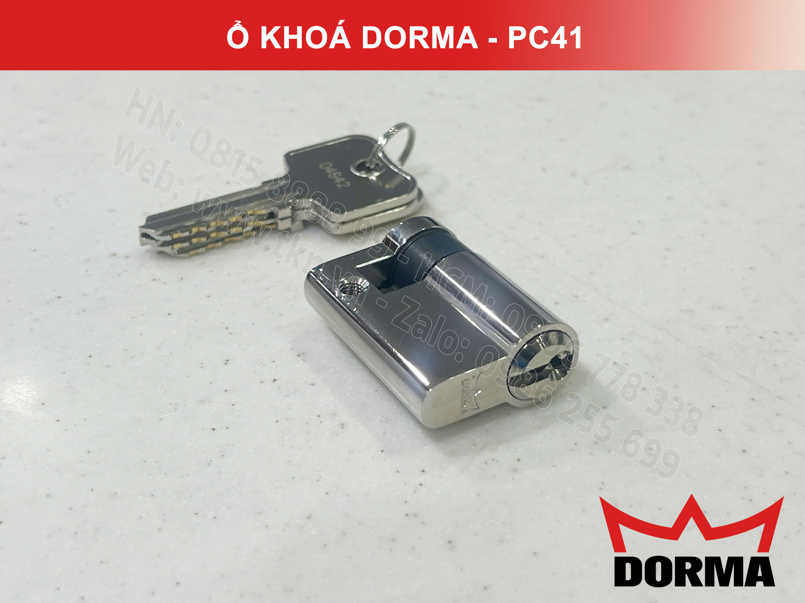 Ổ khóa cửa Dorma thép cao câp không rỉ dài 42mm PC41 8