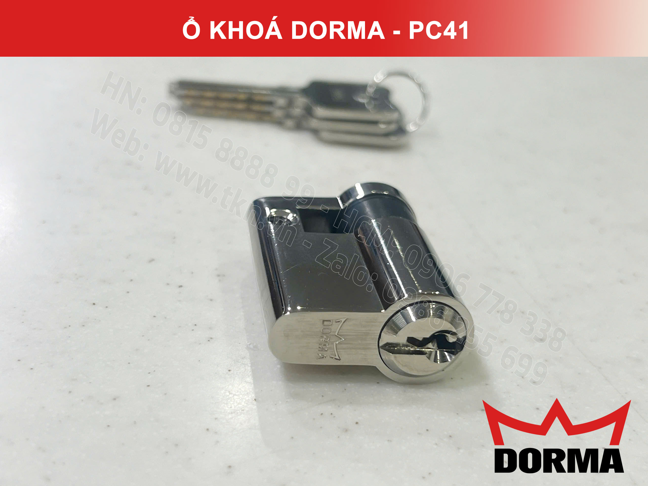 Ổ khóa cửa Dorma thép cao câp không rỉ dài 42mm PC41 12